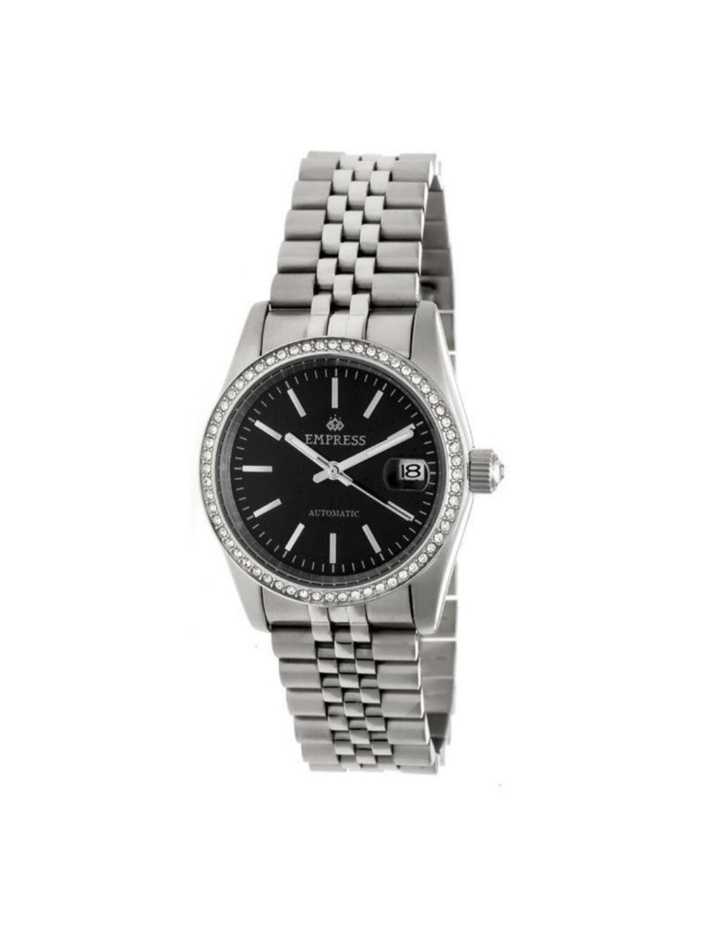 NWT Empress Constance Black Brushed-Finish Sunray Dial Automatic Ladies Watch